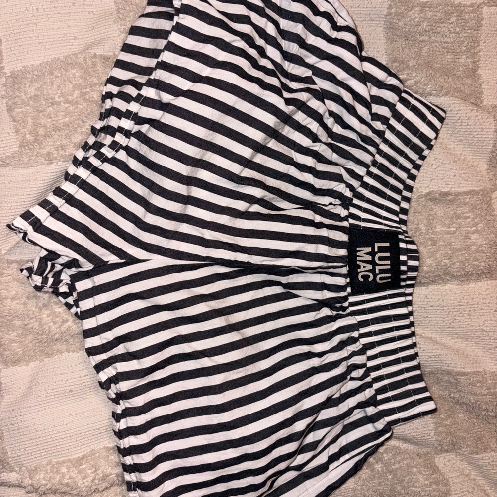 LULU MAC Black & White Striped Lounge Shorts